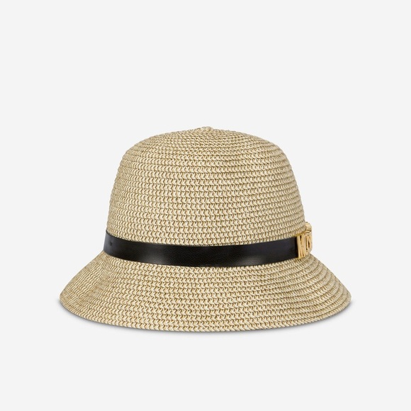 👒👒👒 MOSCHINO LETTERING LOGO RAFFIA HAT - Picture 3 of 9